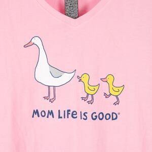 Life Is Good Crusher Tee V-Neck T-Shirt NEW Pink Mom Theme Women's Size XXXL